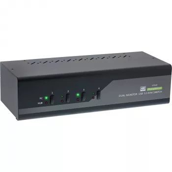 InLine 63654I KVM Desktop Switch 4 prievadų, dviejų monitorių DP 1.2, 4K, USB 3.0, garso