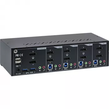 InLine 63654I KVM Desktop Switch 4 prievadų, dviejų monitorių DP 1.2, 4K, USB 3.0, garso