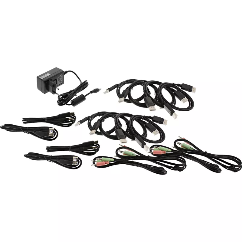 InLine 63654I KVM Desktop Switch 4 prievadų, dviejų monitorių DP 1.2, 4K, USB 3.0, garso