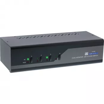 InLine 62644I 4 prievadų dviejų monitorių KVM jungiklis DP+HDMI 4K USB 3.0 Audio