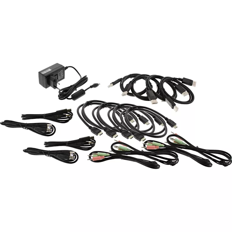 InLine 62644I 4 prievadų dviejų monitorių KVM jungiklis DP+HDMI 4K USB 3.0 Audio