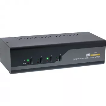 KVM jungiklis InLine 62654I 4 prievadų dviejų monitorių HDMI 4K USB 3.0 garsas