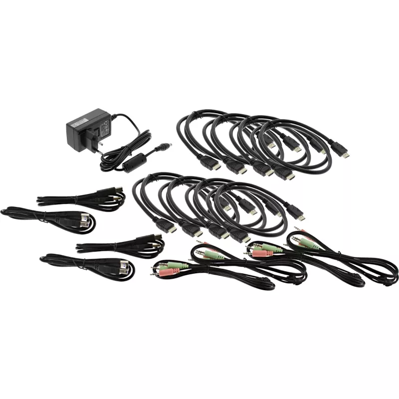 KVM jungiklis InLine 62654I 4 prievadų dviejų monitorių HDMI 4K USB 3.0 garsas
