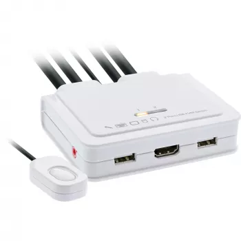 InLine 62614I KVM jungiklis, 2 prievadai, USB-C + HDMI į HDMI, 4K, su garsu, integruotas kabelis