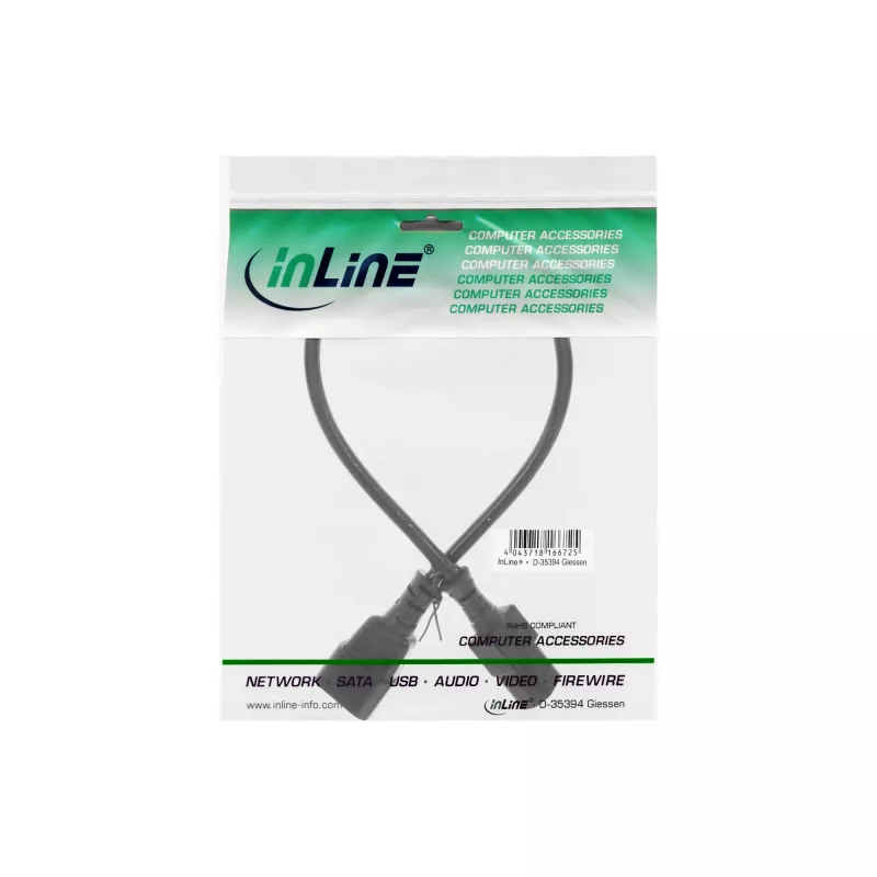 InLine C13/C14 ilginimo laidas šaltam įrenginiui, juodas, 0,3 m