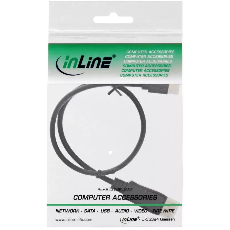 InLine Mini DisplayPort į DisplayPort laidas juodas 0,3 m