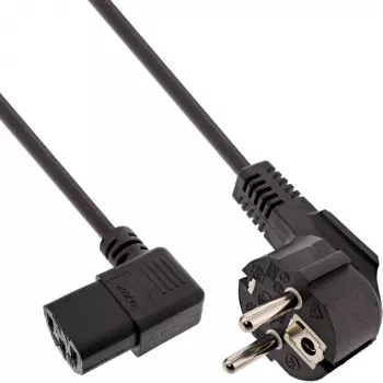 InLine maitinimo laidas, CEE 7/7 kampuotas / 3 kontaktų IEC C13 kairėn kampuotas, juodas, 0,3 m