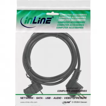 InLine maitinimo laidas, CEE 7/7 kampuotas / 3 kontaktų IEC C13 kairėn kampuotas, juodas, 0,3 m