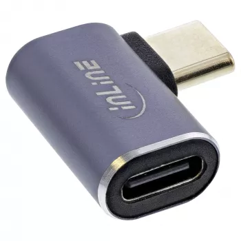 InLine USB4 adapteris, USB-C kištukas / lizdas, dešinysis / kairysis kampinis, aliuminis, pilkas