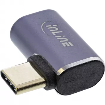 InLine USB4 adapteris, USB-C kištukas / lizdas, dešinysis / kairysis kampinis, aliuminis, pilkas
