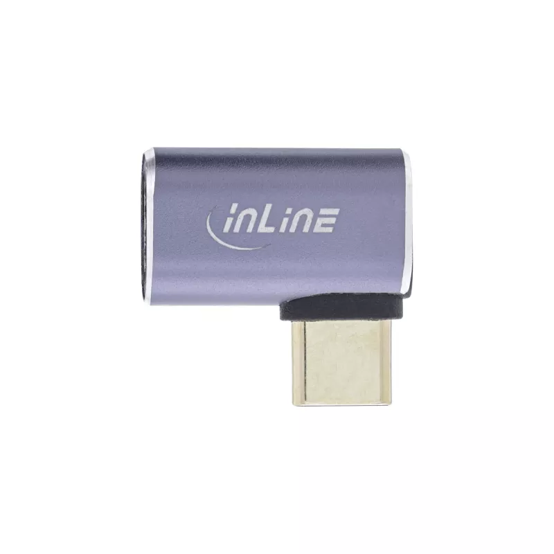 InLine USB4 adapteris, USB-C kištukas / lizdas, dešinysis / kairysis kampinis, aliuminis, pilkas