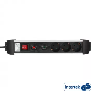InLine Socket Strip, aliumininis, 3 lizdai su apsauga ir jungikliu, 1,5 m