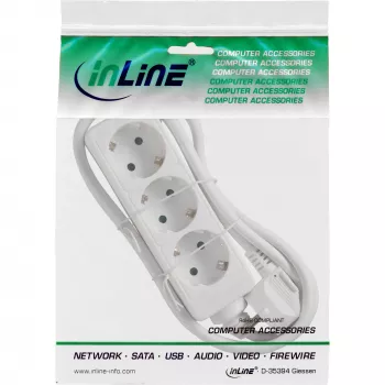 InLine 16431W 3-ių lizdų ilgintuvas su įžeminimu CEE 7/3 baltas 1,5 m