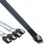 InLine Slim SAS kabelis, SFF-8654 į 4x SATA 7-pin, 12Gb/s, 0,5 m