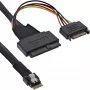 InLine plonas SAS kabelis, SFF-8654 į U.2 SFF-8639 + SATA maitinimas, 24Gb/s, 0,5 m