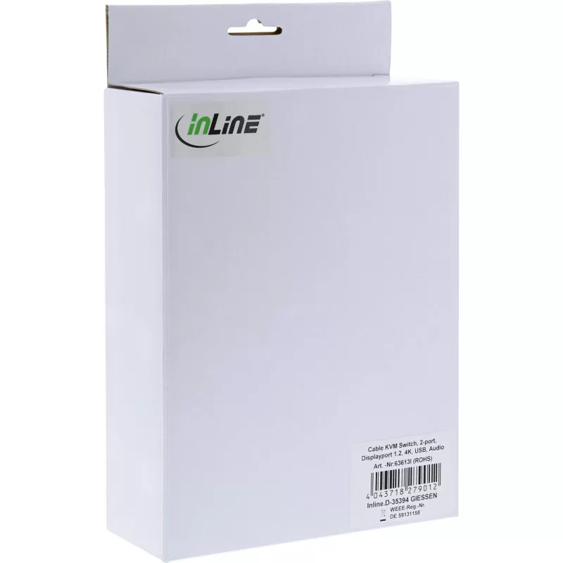 InLine KVM jungiklis su kabeliais, 2 prievadai, DisplayPort 1.2, 4K, USB, garsas
