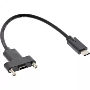 InLine USB 3.2 Gen.2 C kištukas / lizdas su flanšu, juoda, 0,20 m