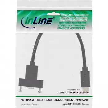 InLine USB 3.2 Gen.2 C kištukas / lizdas su flanšu, juoda, 0,20 m