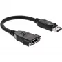 InLine DisplayPort kištukas į lizdą su flanšu kabelis 0,2 m, juodas
