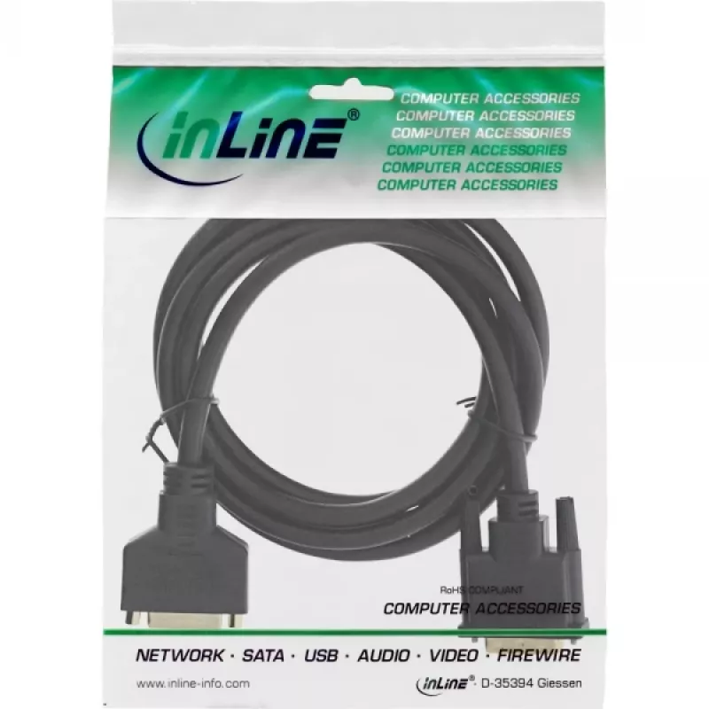 InLine DVI-D laidas Premium 24+1 vyriškas į moterišką Dual Link auksu dengtas 2m