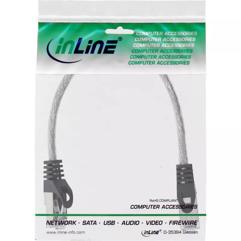 InLine Patch Laidas SF/UTP Cat.5e skaidrus 0,25 m