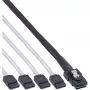InLine SAS kabelis, Mini SAS SFF8087 į 4x SATA, kryžminis, OCF, 0,50 m