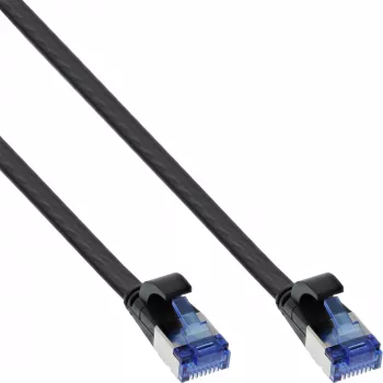 InLine plokščias jungiamasis kabelis, U/FTP, Cat.6A, TPE halogen-free, juodas, 1 m