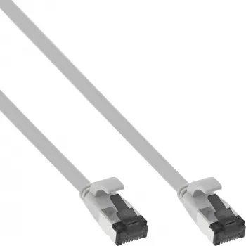 InLine Patch kabelis plokščias, U/FTP, Cat.8.1, TPE halogen-free, pilkas, 0,25 m