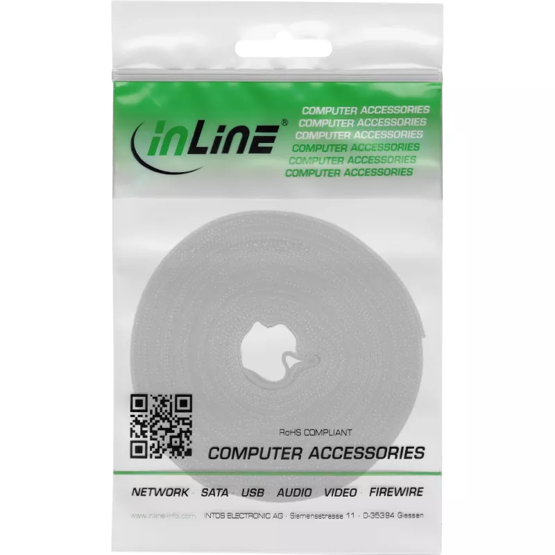 Lipnusis kabelių raištis Velcro juosta InLine 10 m × 16 mm balta