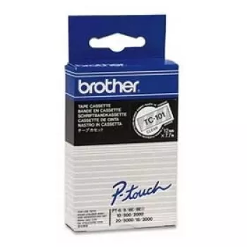 Juosta etiketėms Brother TC101 12mm juoda ant skaidrios