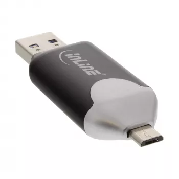 InLine USB3.0 Dual Cardreader, USB A ir Micro-USB 2.0, skirtas SDXC ir microSDXC