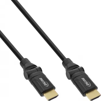 InLine HDMI besisukantis laidas, High Speed su Ethernet, AM/AM, juodas, auksuoti kontaktai, 0,5 m