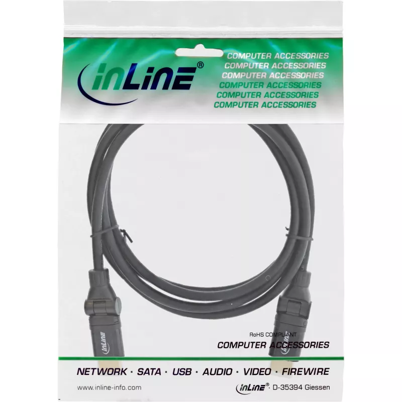 InLine HDMI besisukantis laidas, High Speed su Ethernet, AM/AM, juodas, auksuoti kontaktai, 0,5 m