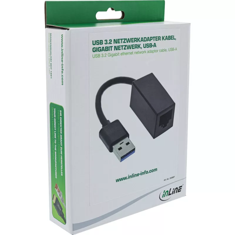 InLine USB 3.2 Gigabit eterneto tinklo adapterio laidas, USB-A