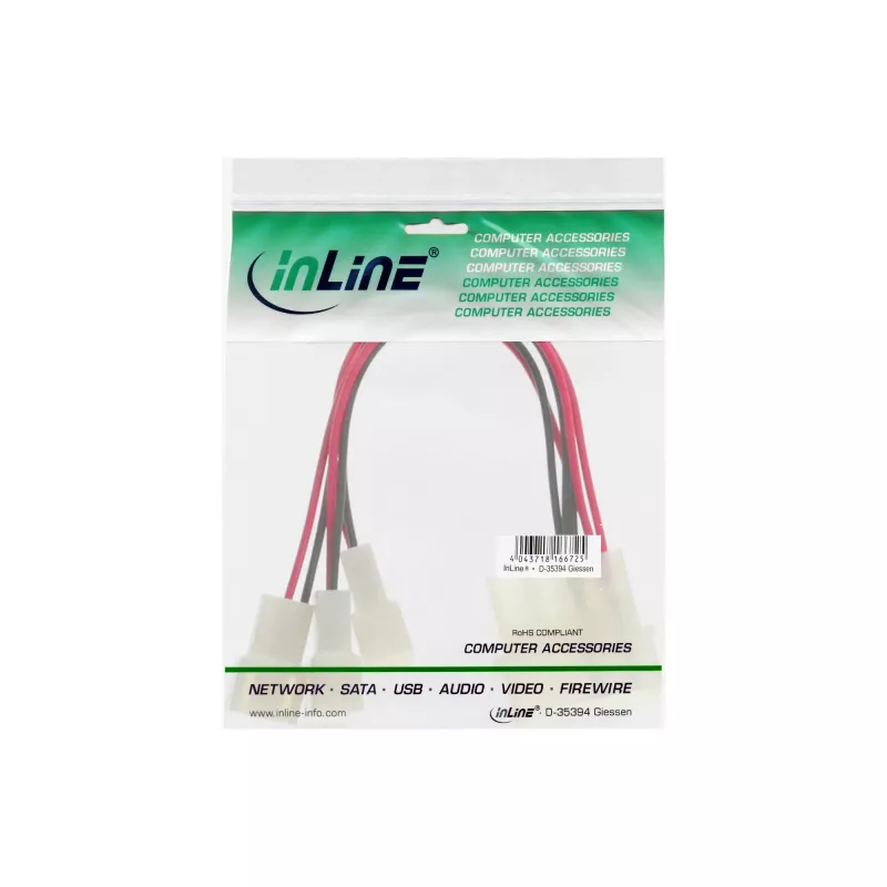 InLine 33005A adapteris PC ventiliatoriams 12V / 5V iki 3 ventiliatorių