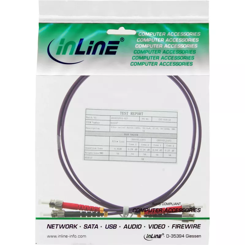 InLine šviesolaidinis dvigubas ST/ST 50/125µm OM4 kabelis 5m