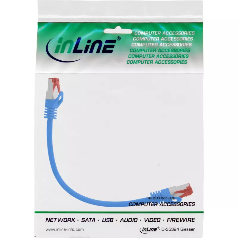 InLine Patch Laidas S/FTP PiMF Cat.6 250MHz PVC varis mėlynas 0,3 m