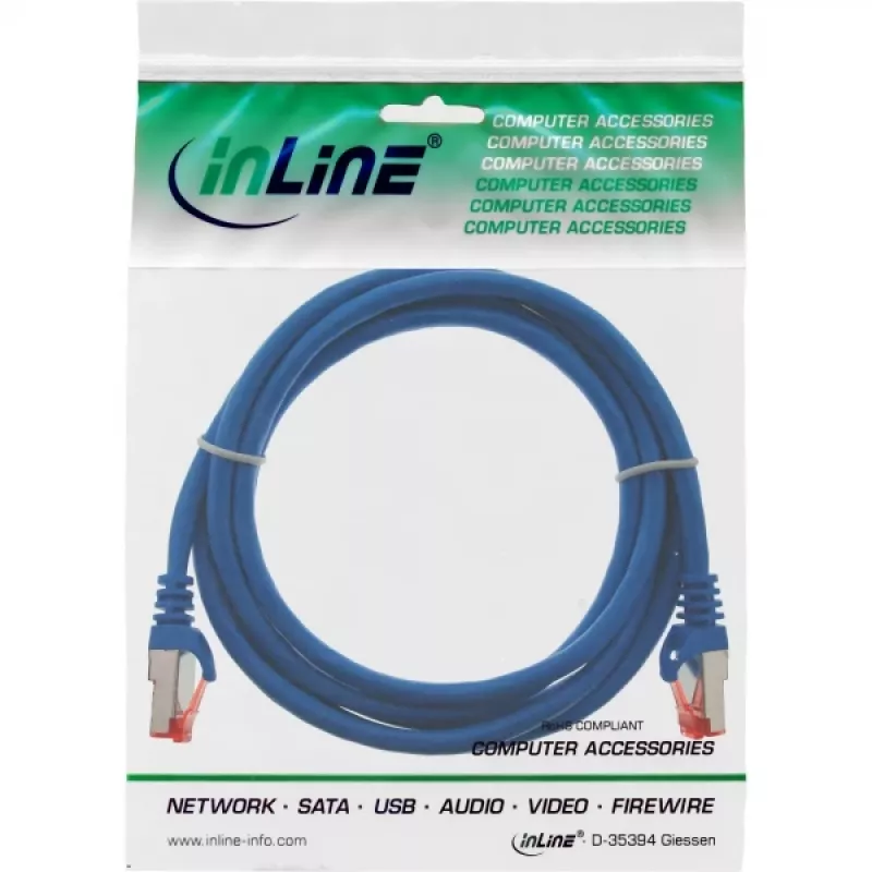 InLine Patch Laidas S/FTP PiMF Cat.6 250MHz PVC varis mėlynas 0,25m