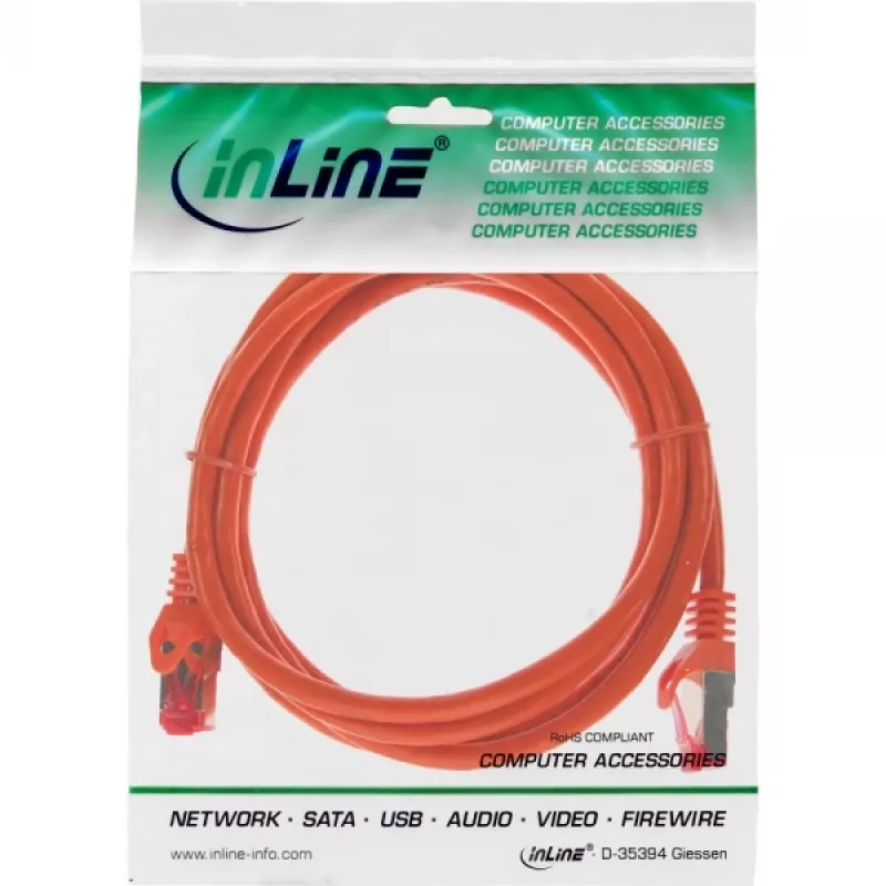 InLine Patch Laidas S/FTP PiMF Cat.6 250MHz PVC varinis oranžinis 0,3 m
