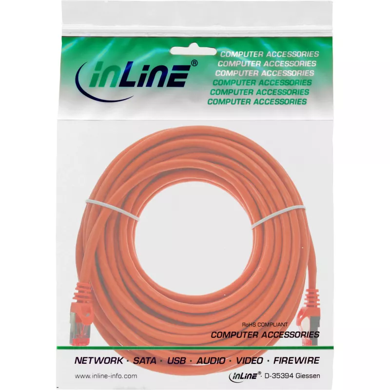 InLine Patch Laidas S/FTP PiMF Cat.6 250MHz PVC varis oranžinis 30m