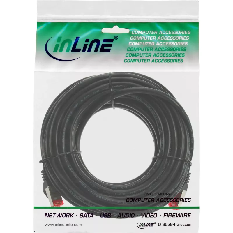 InLine Patch laidas S/FTP PiMF Cat.6 250MHz PVC varis juodas 7,5 m
