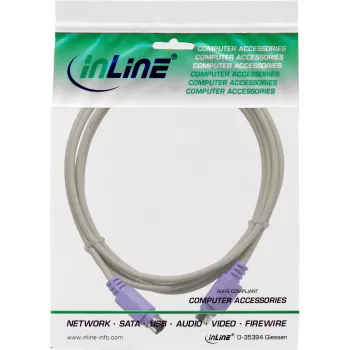 InLine PS/2 laidas vyriškas / vyriškas pilkas su violetiniu kištuku 2m