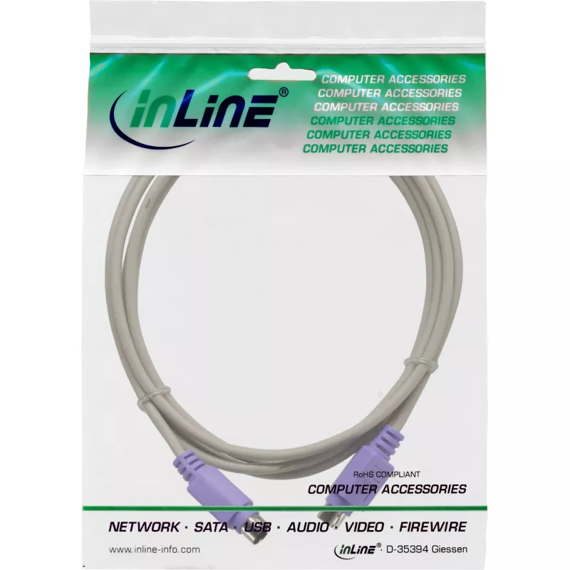 InLine PS/2 laidas vyriškas / vyriškas pilkas su violetiniu kištuku 2m