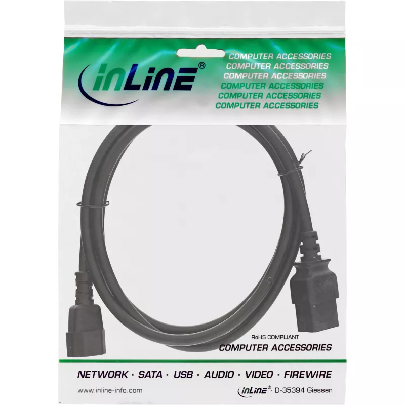 InLine maitinimo adapterio laidas, IEC-60320 C14 į C19, 3x1,5mm², maks. 10A, 0,5m