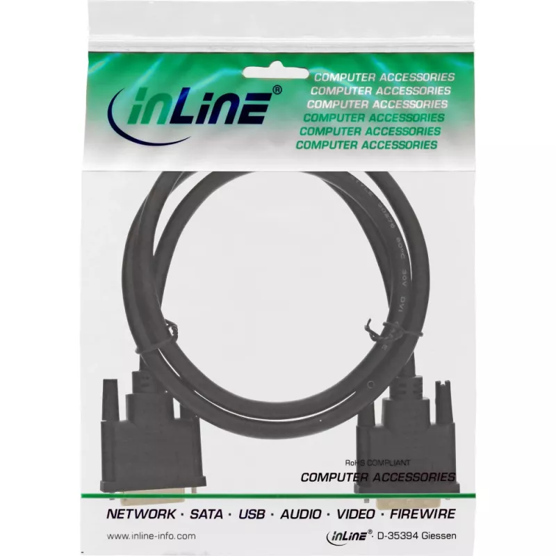 InLine DVI-D laidas, Premium, 24+1 M/M, Dual Link, auksuotas, 2 m