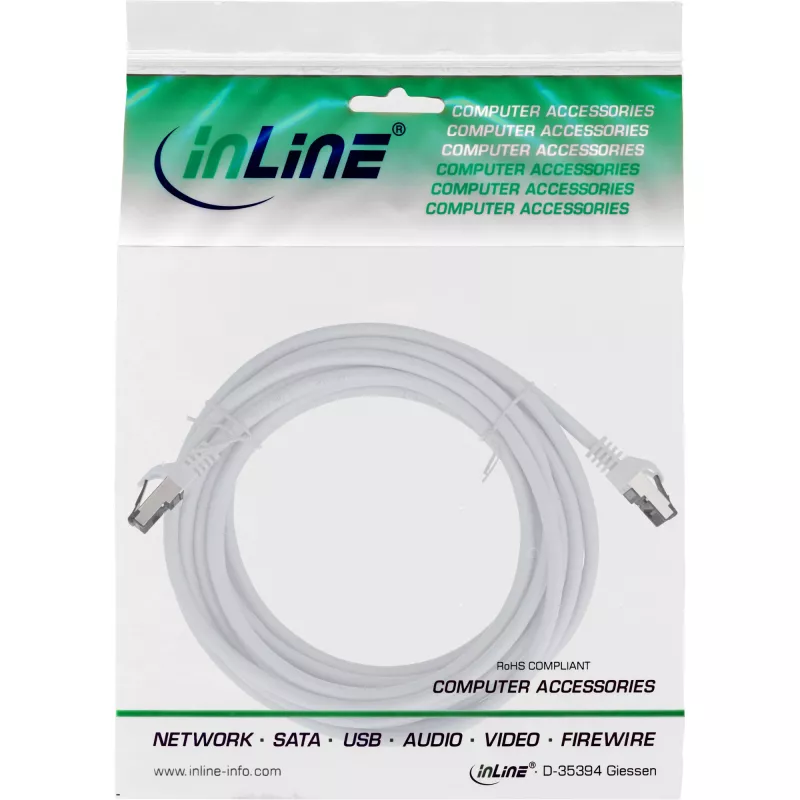 InLine Patch laidas, S/FTP (PiMf), Cat.8.1, 2000MHz, halogen-free, baltas, 5m