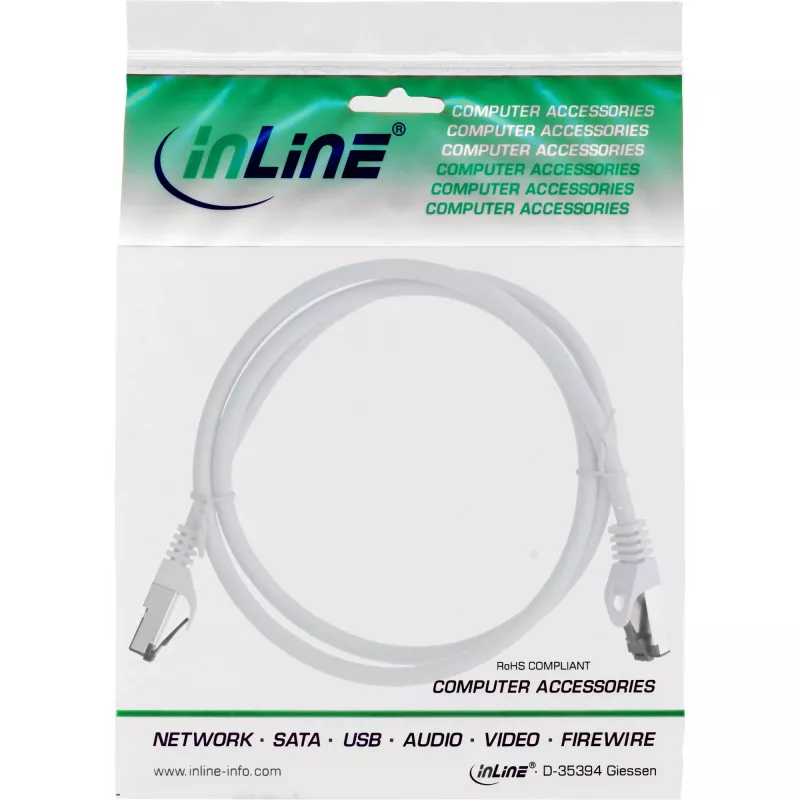 InLine Patch laidas, S/FTP (PiMf), Cat.8.1, 2000MHz, halogen-free, baltas, 2m