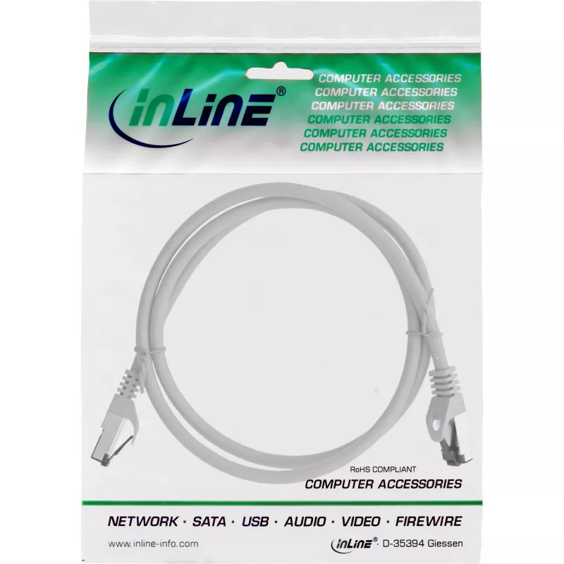 InLine Patch laidas, S/FTP (PiMf), Cat.8.1, 2000MHz, halogen-free, pilkas, 2m