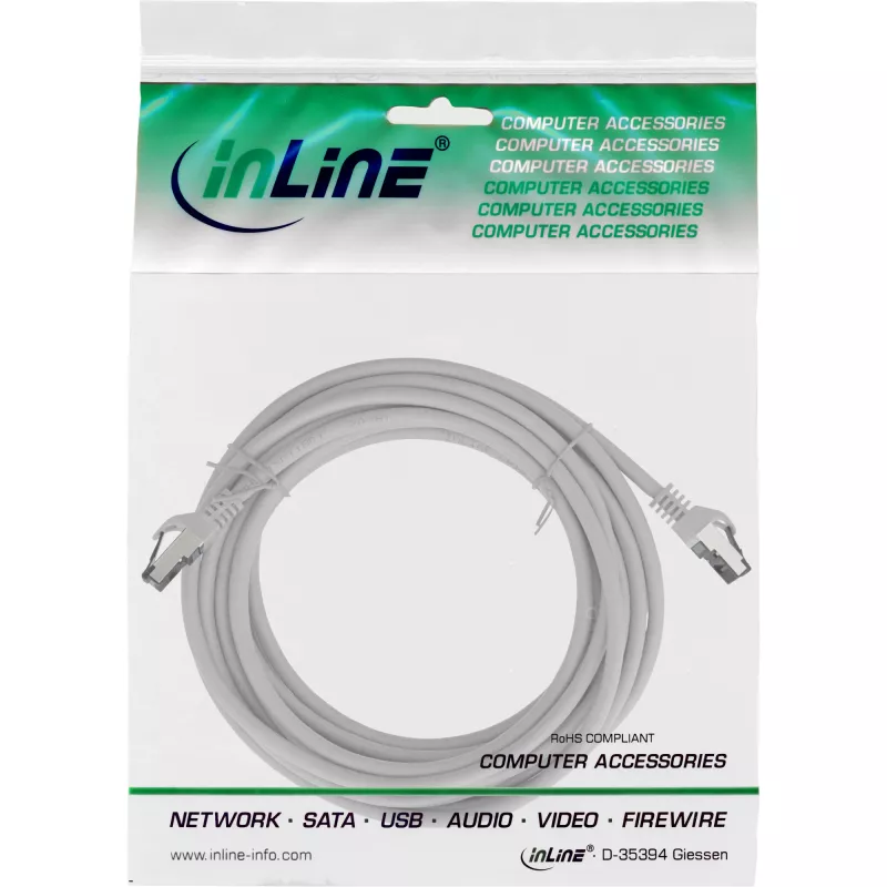 InLine Patch laidas, S/FTP (PiMf), Cat.8.1, 2000MHz, halogen-free, pilkas, 15m