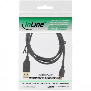 InLine Micro USB 2.0 kabelis USB A lizdas / Micro-B lizdas, juodas, 1 m